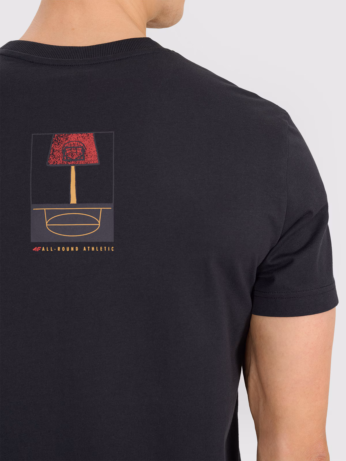 T-shirt oversize z nadrukiem męski - czarny