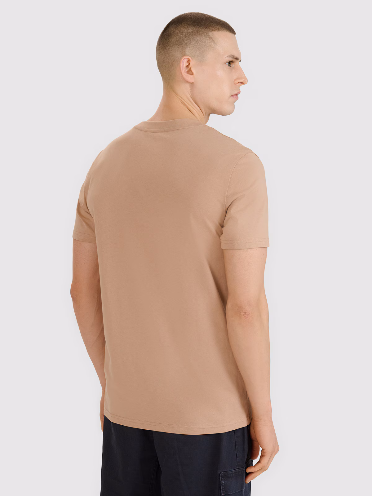 T-shirt regular gładki męski - beżowy