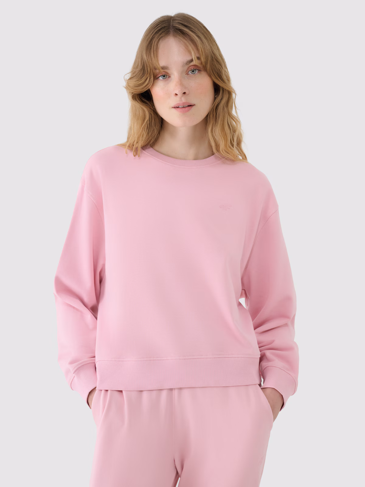 Bluza dresowa nierozpinana bez kaptura damska - różowa