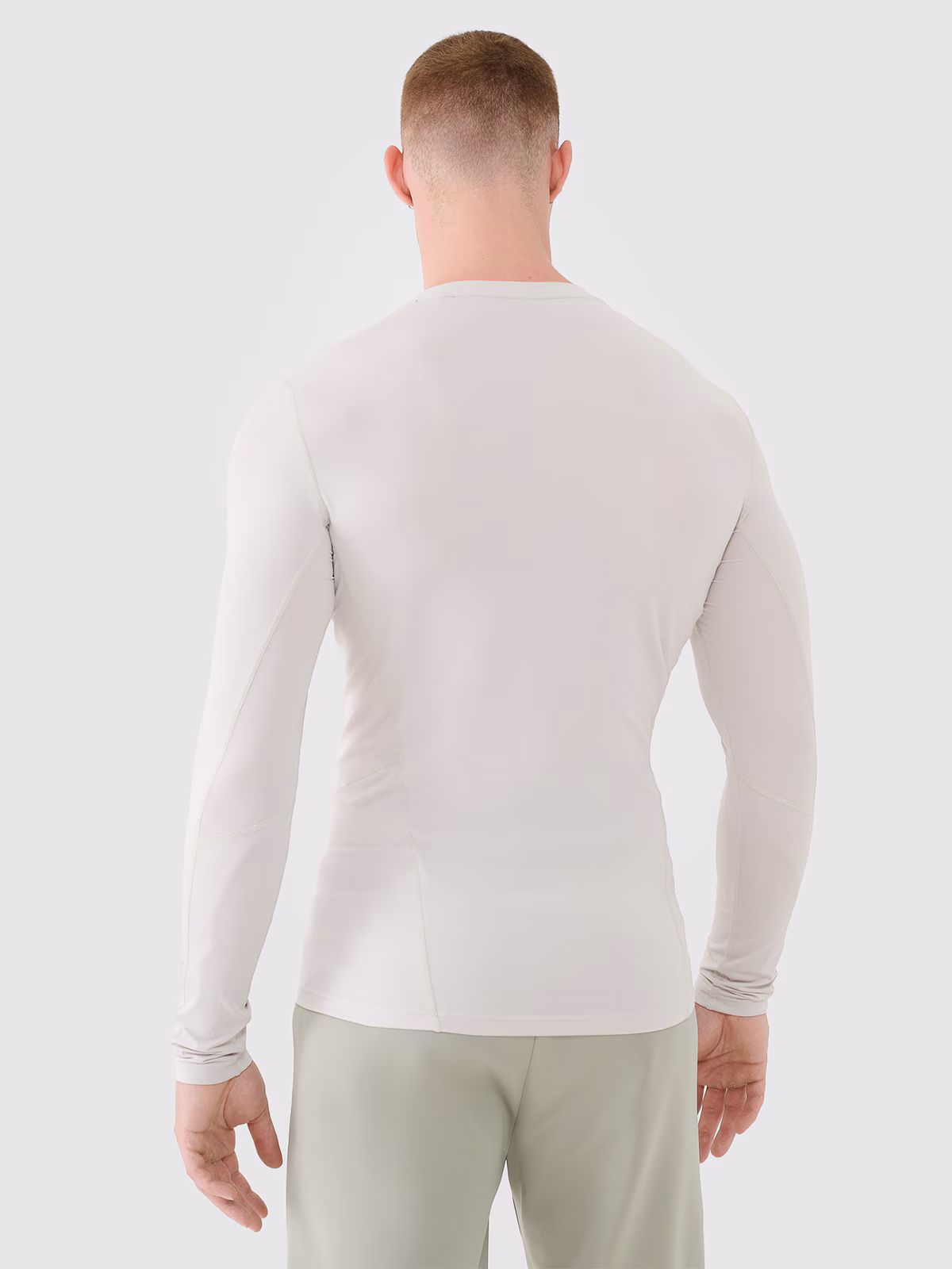 Longsleeve treningowy szybkoschnący męski - beżowy