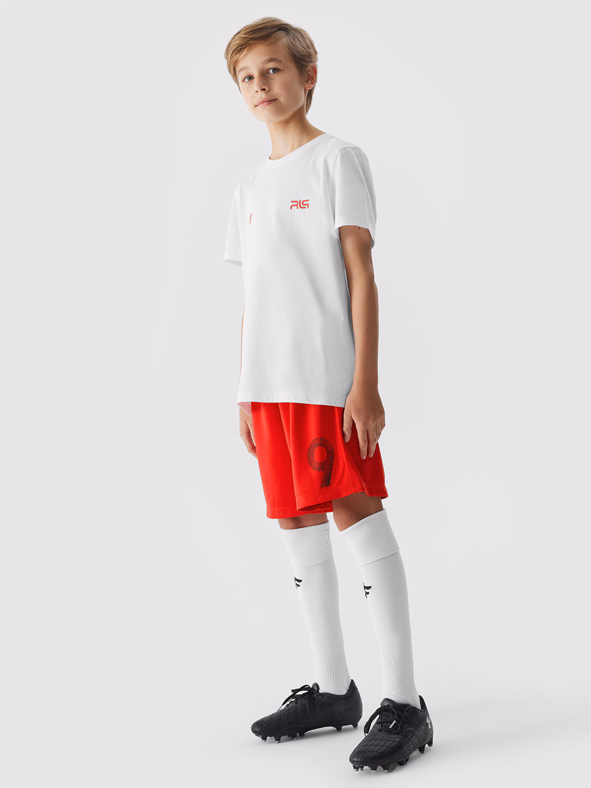 T-shirt z nadrukiem dziecięcy 4F x Robert Lewandowski - biały