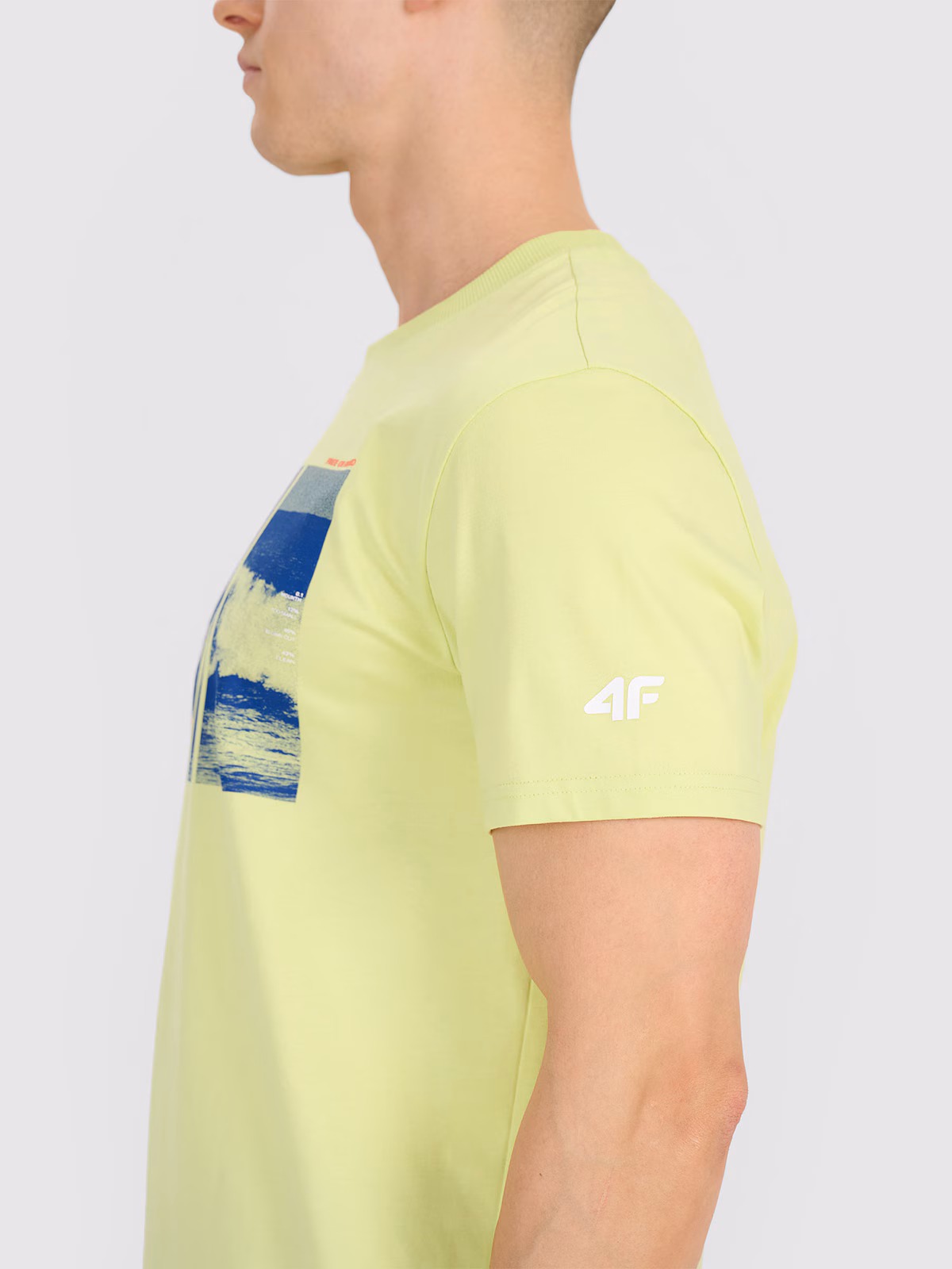 T-shirt regular z nadrukiem męski - turkusowy