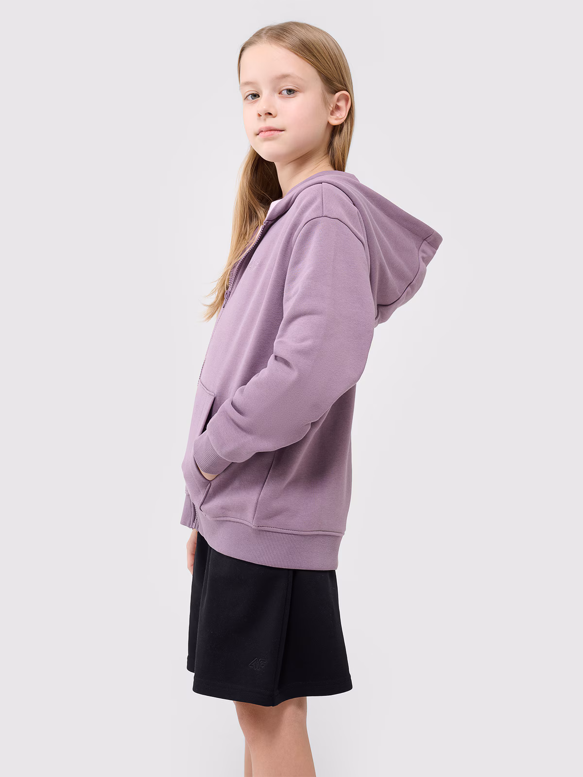 Bluza dresowa rozpinana z kapturem dziewczęca - fioletowa
