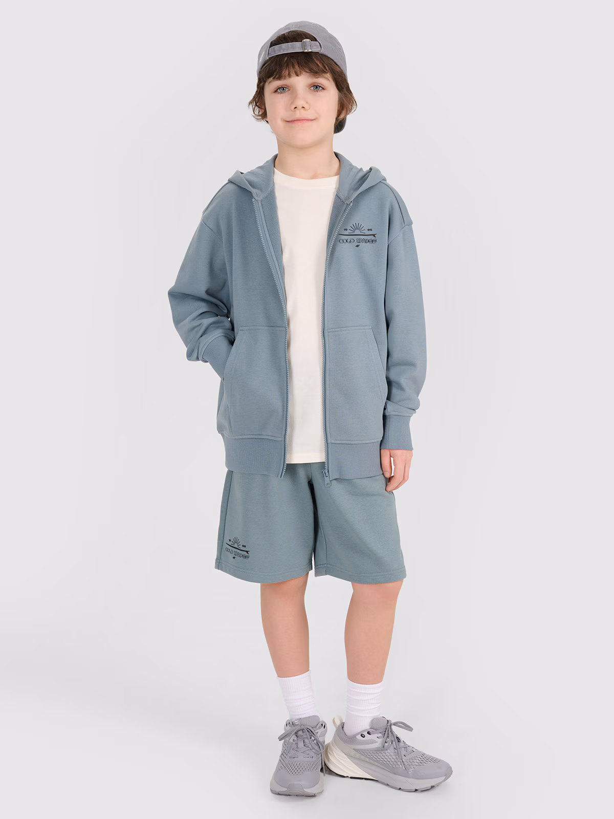 Bluza dresowa rozpinana z kapturem chłopięca - turkusowa