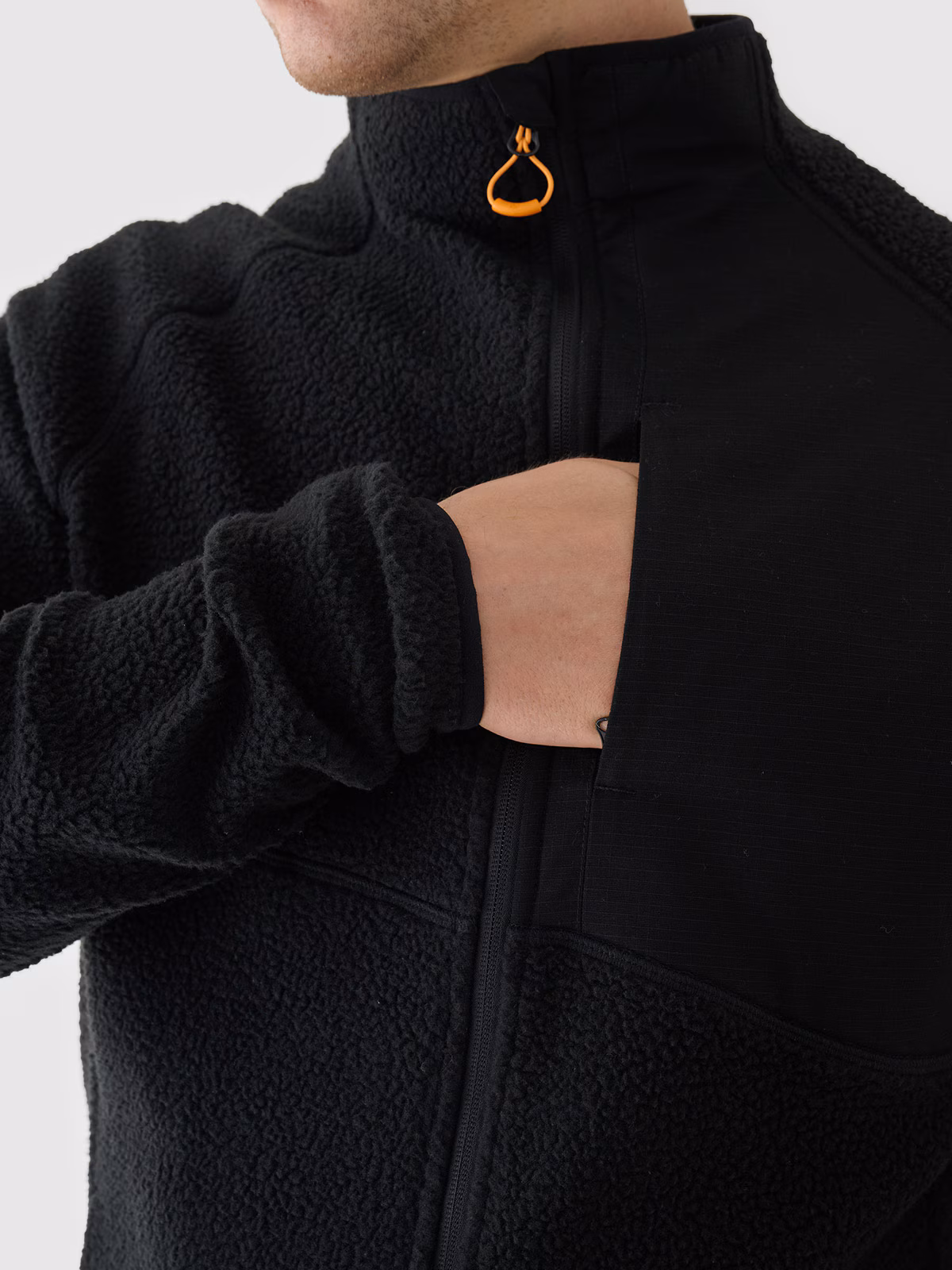 Polar sherpa ze stójką męski - oliwkowy/khaki