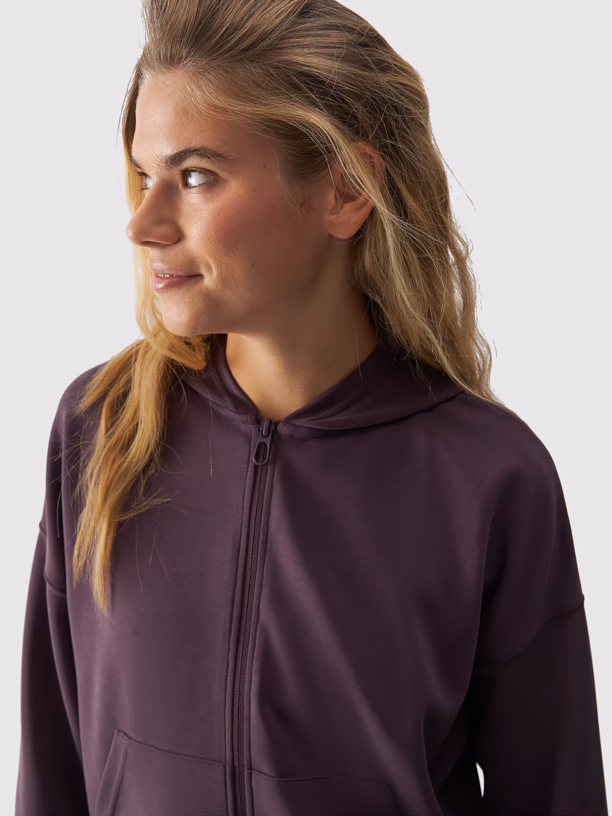 Bluza dresowa rozpinana z modalem damska - fioletowa