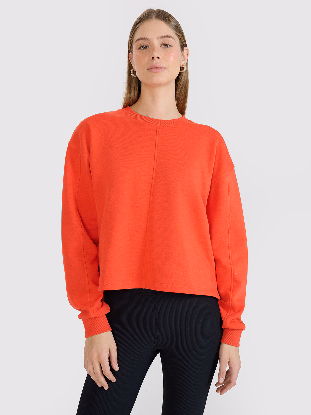 Bluza dresowa oversize nierozpinana bez kaptura damska - biała