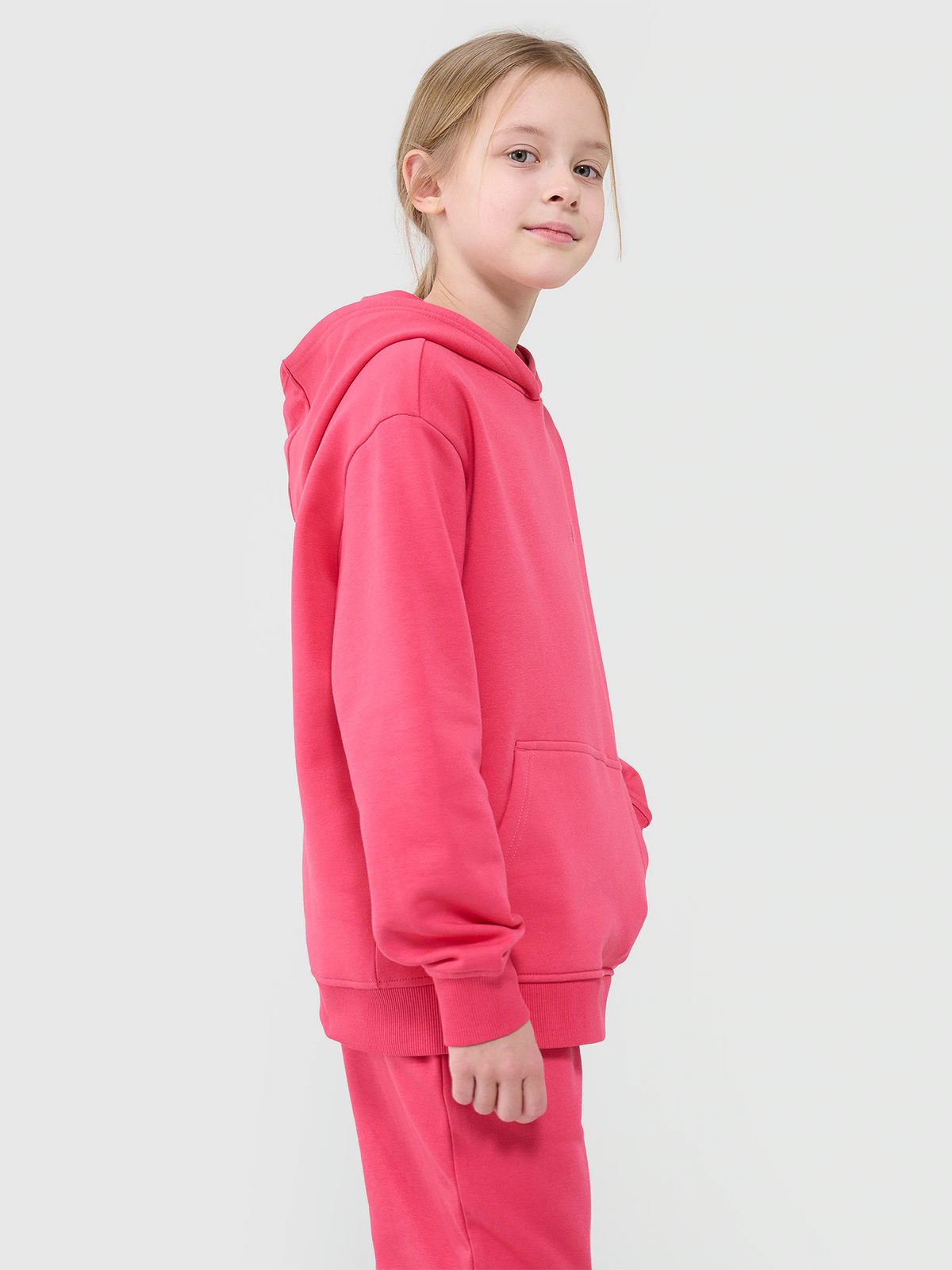 Bluza dresowa nierozpinana z kapturem dziewczęca - fioletowa