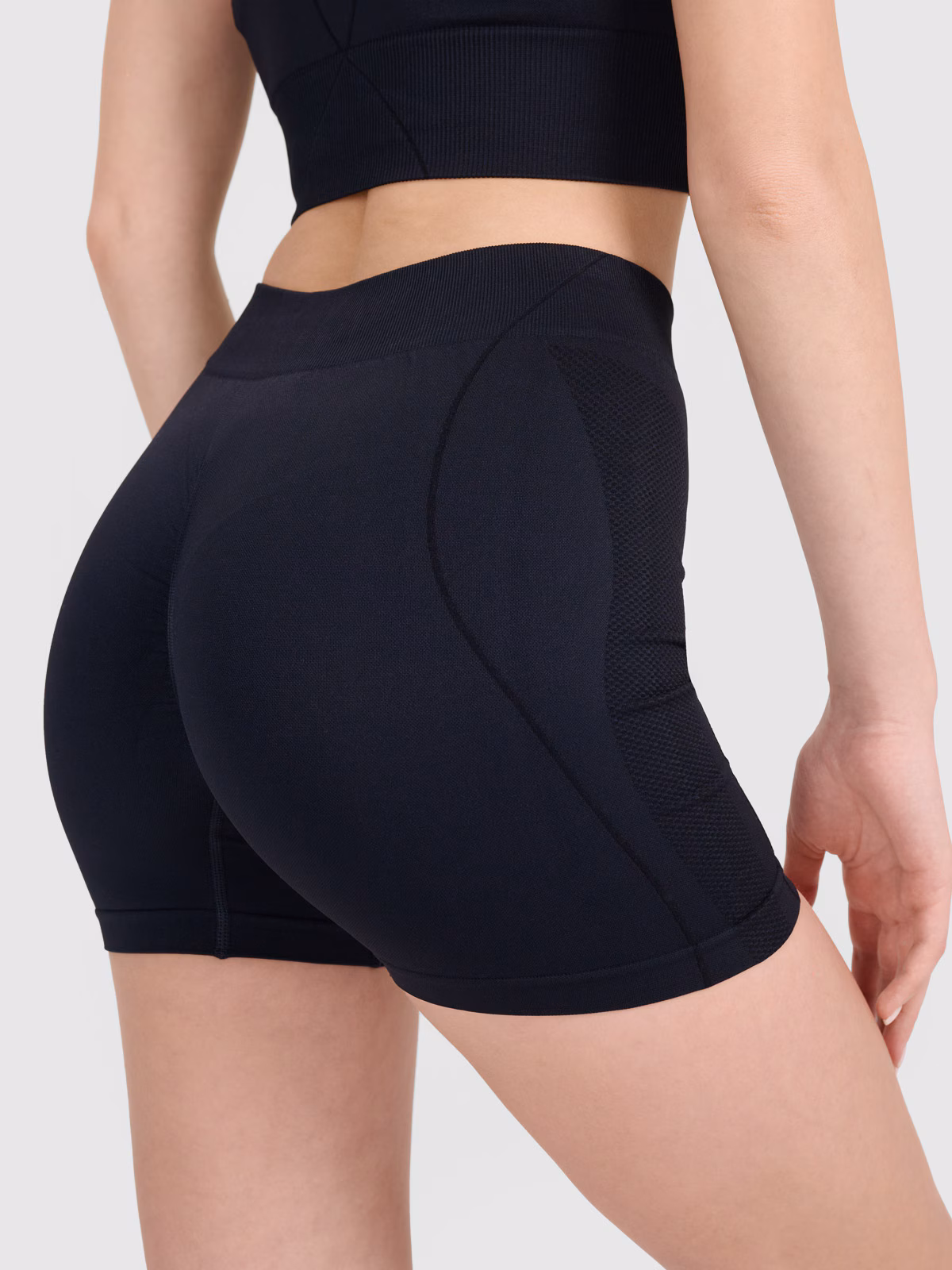 Legginsy krótkie bezszwowe treningowe damskie - czarne