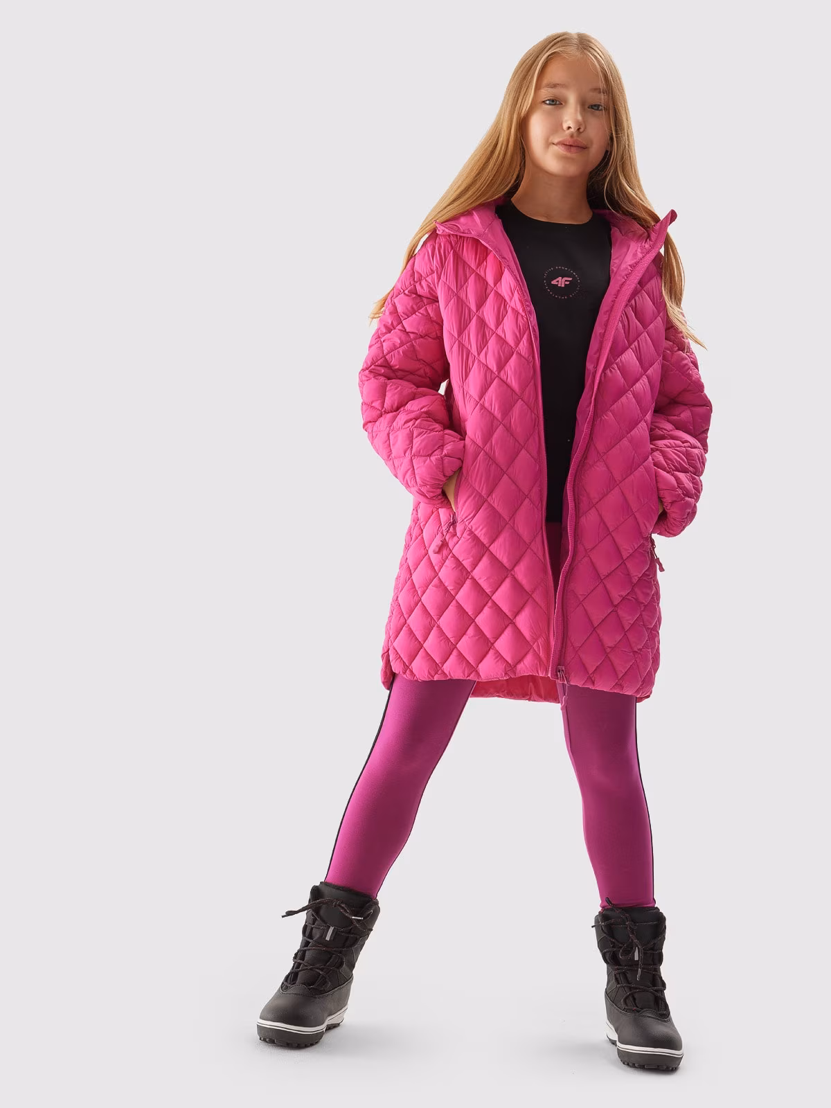 Kurtka puchowa pikowana dziewczęca