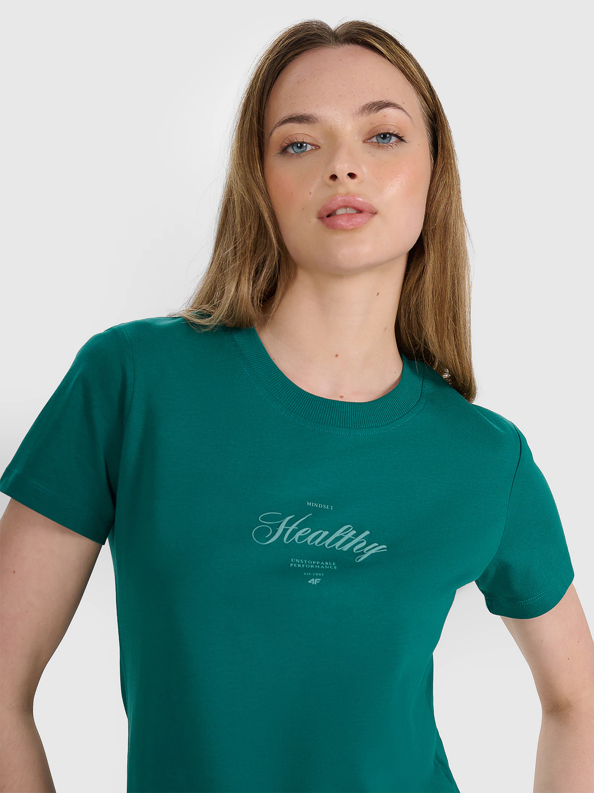 T-shirt regular z nadrukiem damski - biały