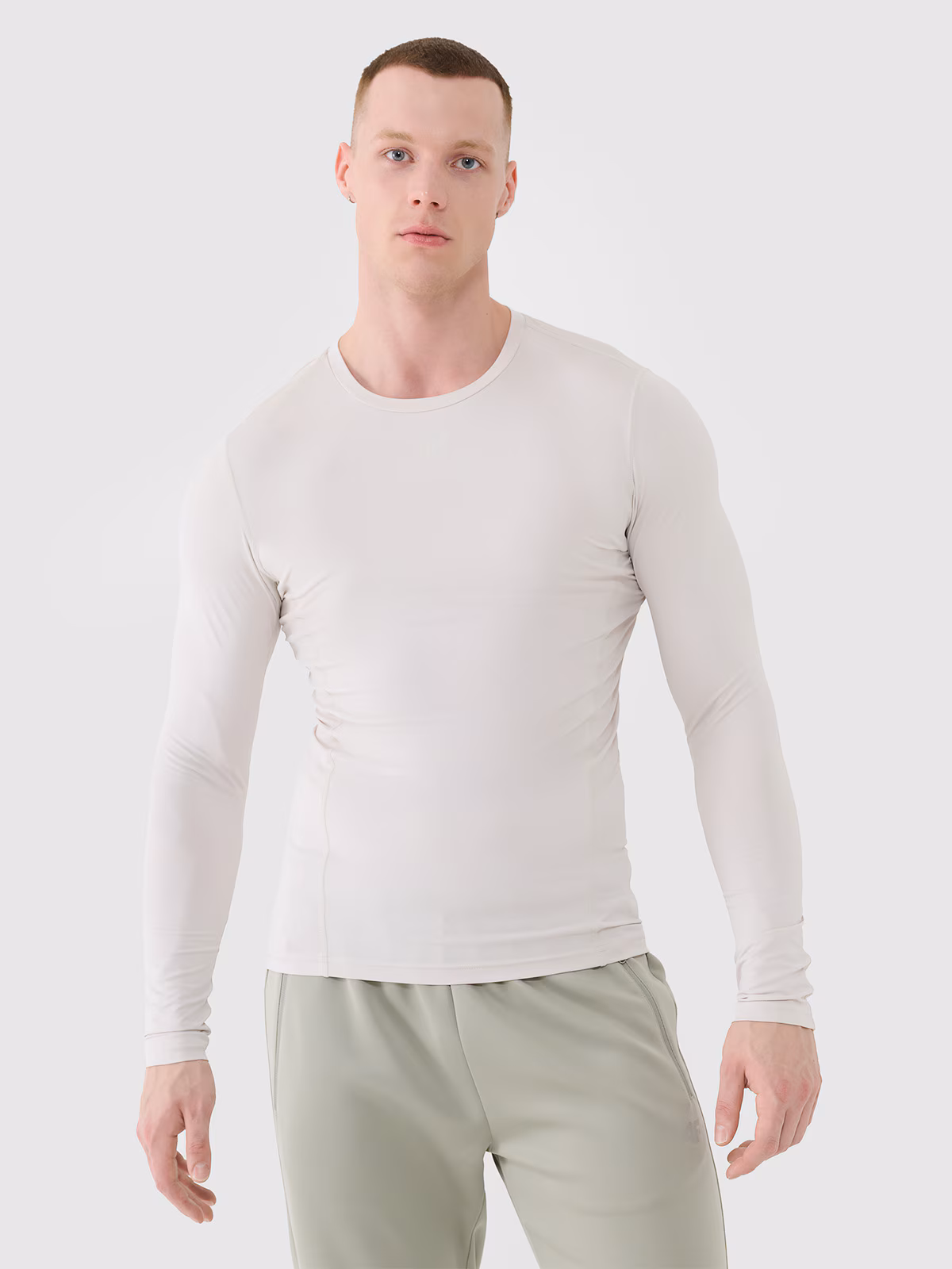 Longsleeve treningowy szybkoschnący męski - beżowy