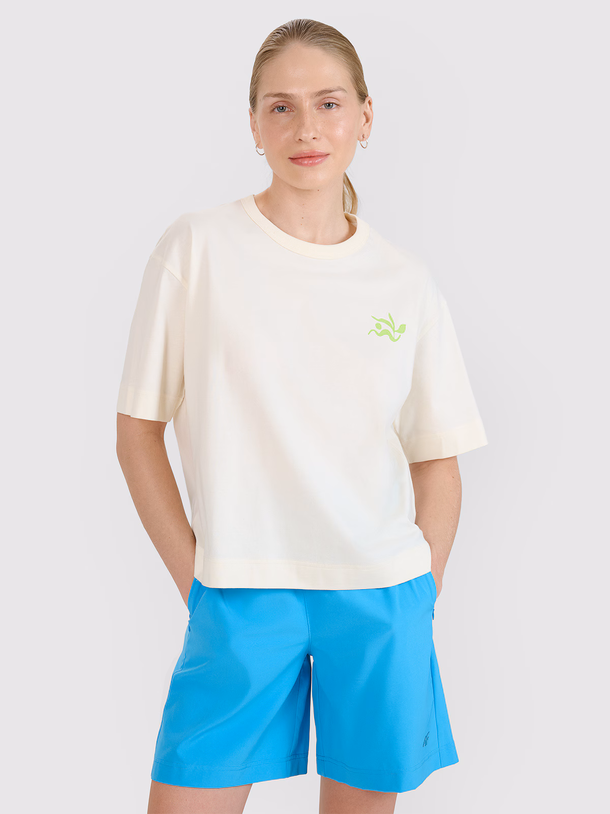 T-shirt regular z nadrukiem damski - biały