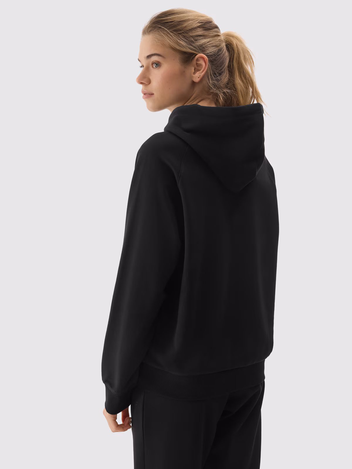 Bluza dresowa rozpinana z kapturem damska - czarna