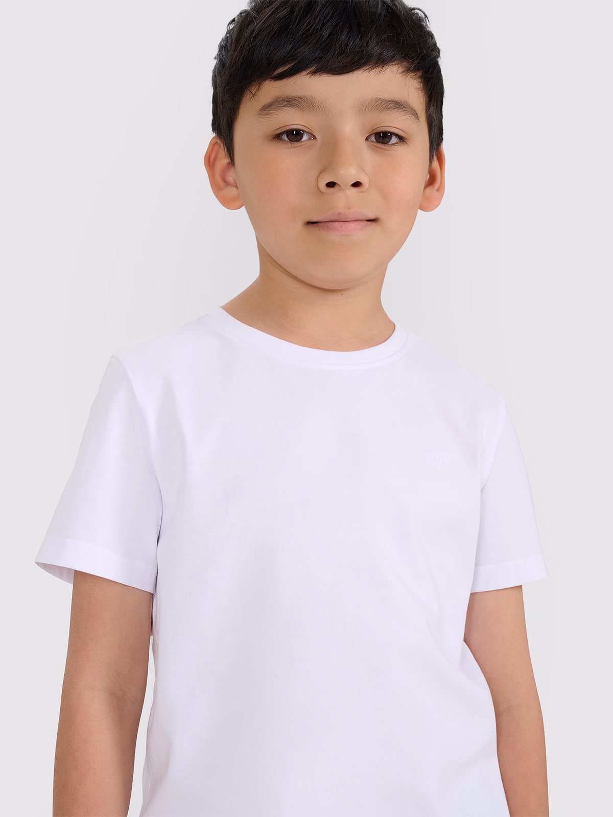 T-shirt regular gładki chłopięcy - biały