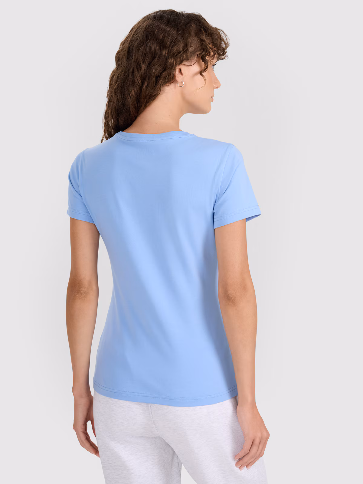 T-shirt slim gładki damski - różowy