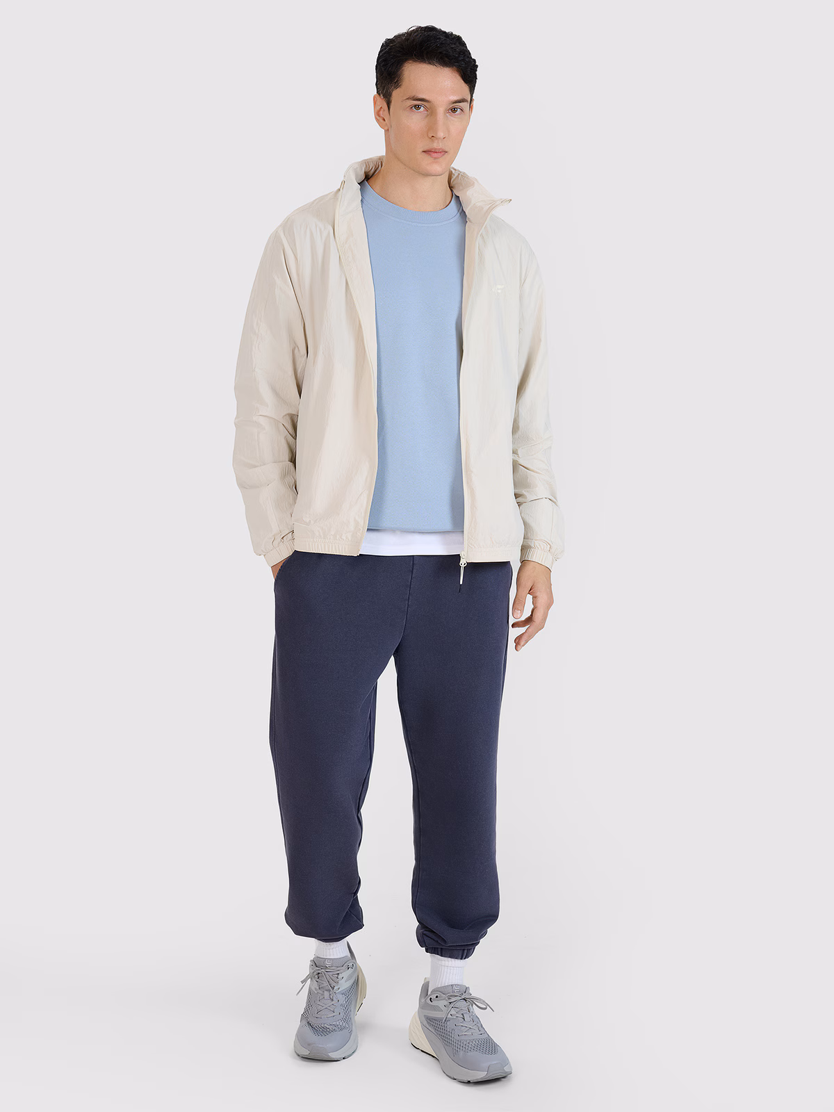 Bluza dresowa nierozpinana bez kaptura męska - niebieska