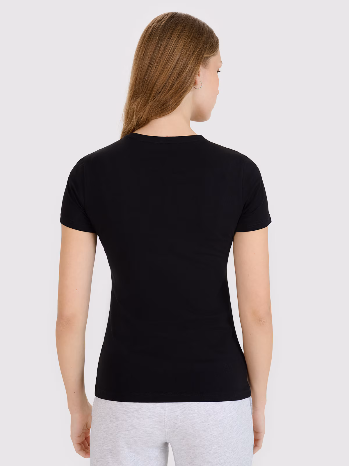 T-shirt slim gładki damski - różowy