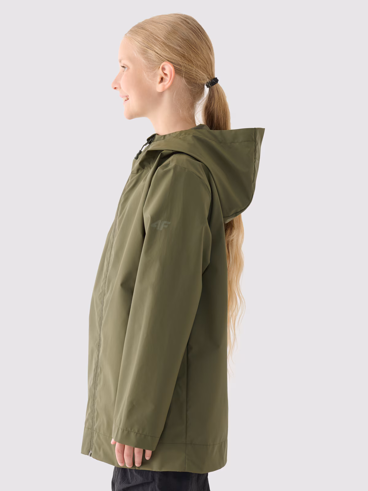 Kurtka przejściowa przeciwdeszczowa z gumową powłoką dziecięca - khaki
