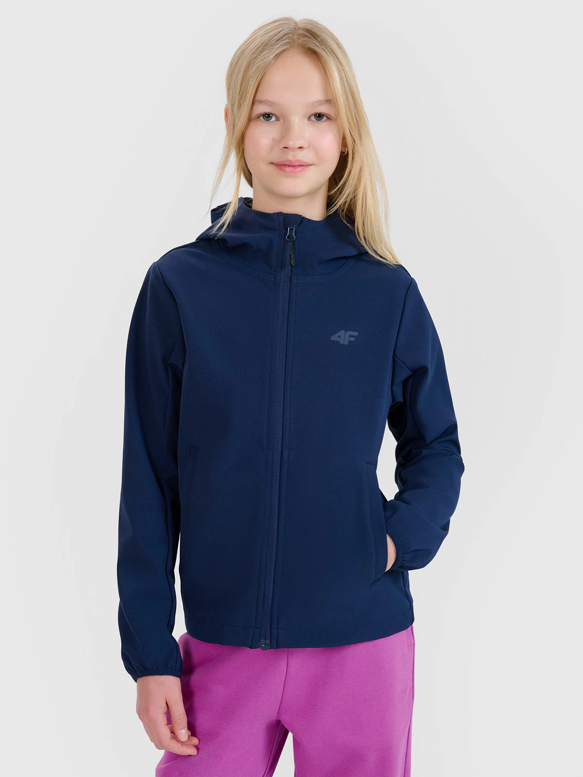 Kurtka softshell wiatroodporna membrana 5000 dziecięca - granatowa