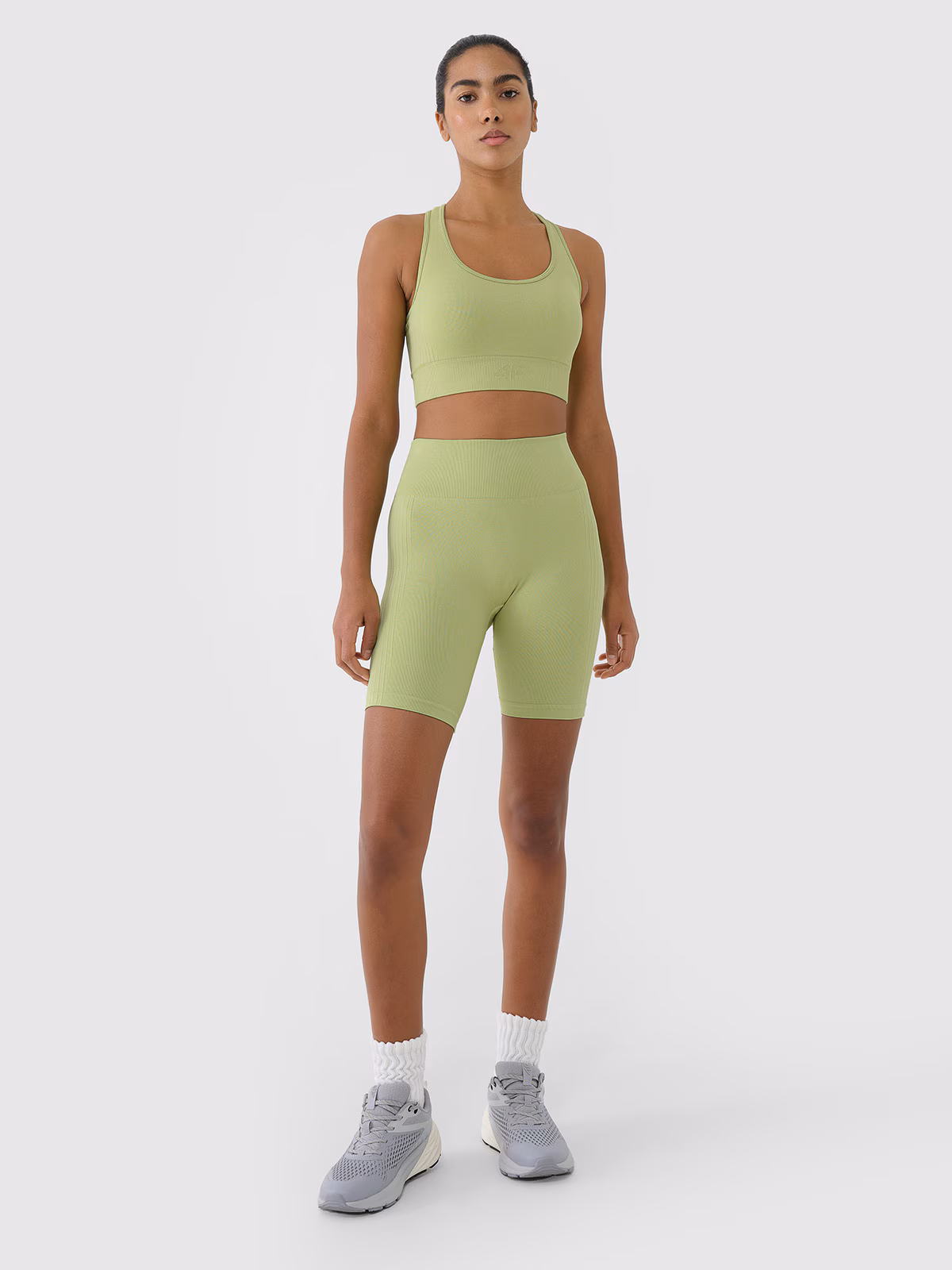 Legginsy kolarki bezszwowe treningowe damskie - zielone