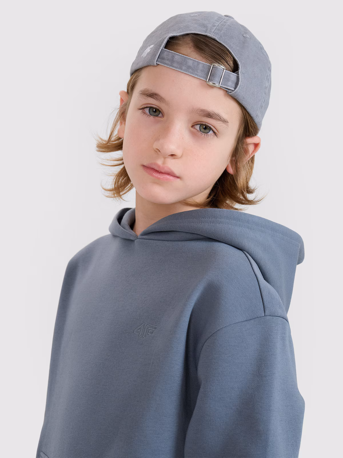 Bluza dresowa nierozpinana z kapturem chłopięca - turkusowa