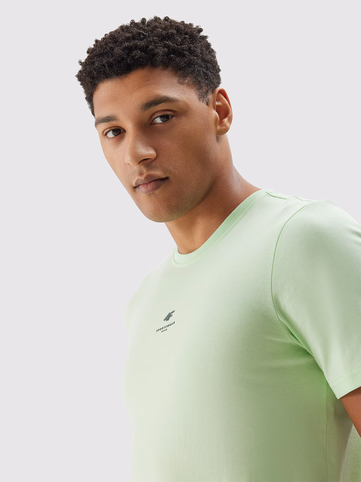T-shirt regular gładki męski - jasna zieleń