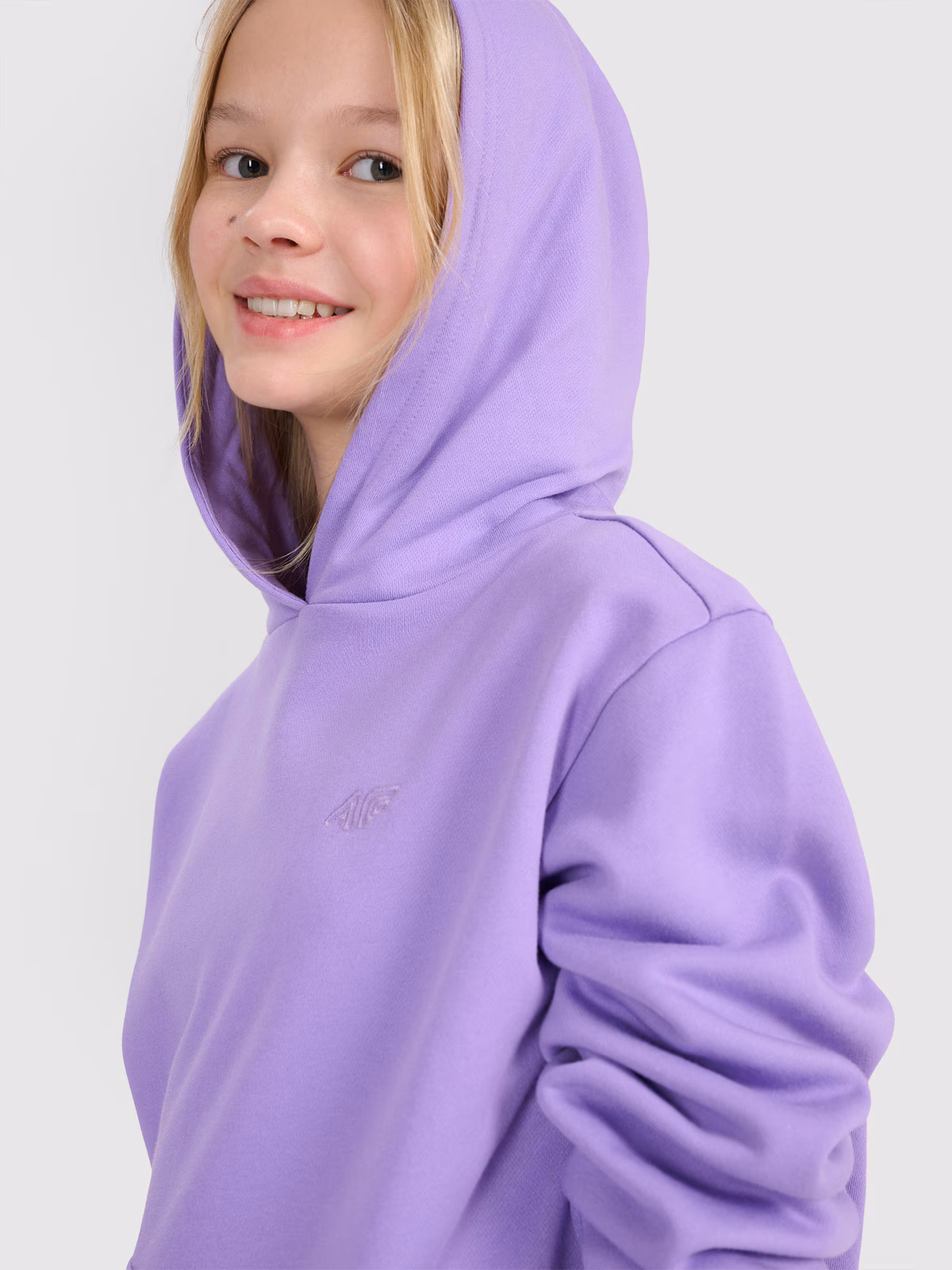 Bluza dresowa nierozpinana z kapturem dziewczęca - fioletowa