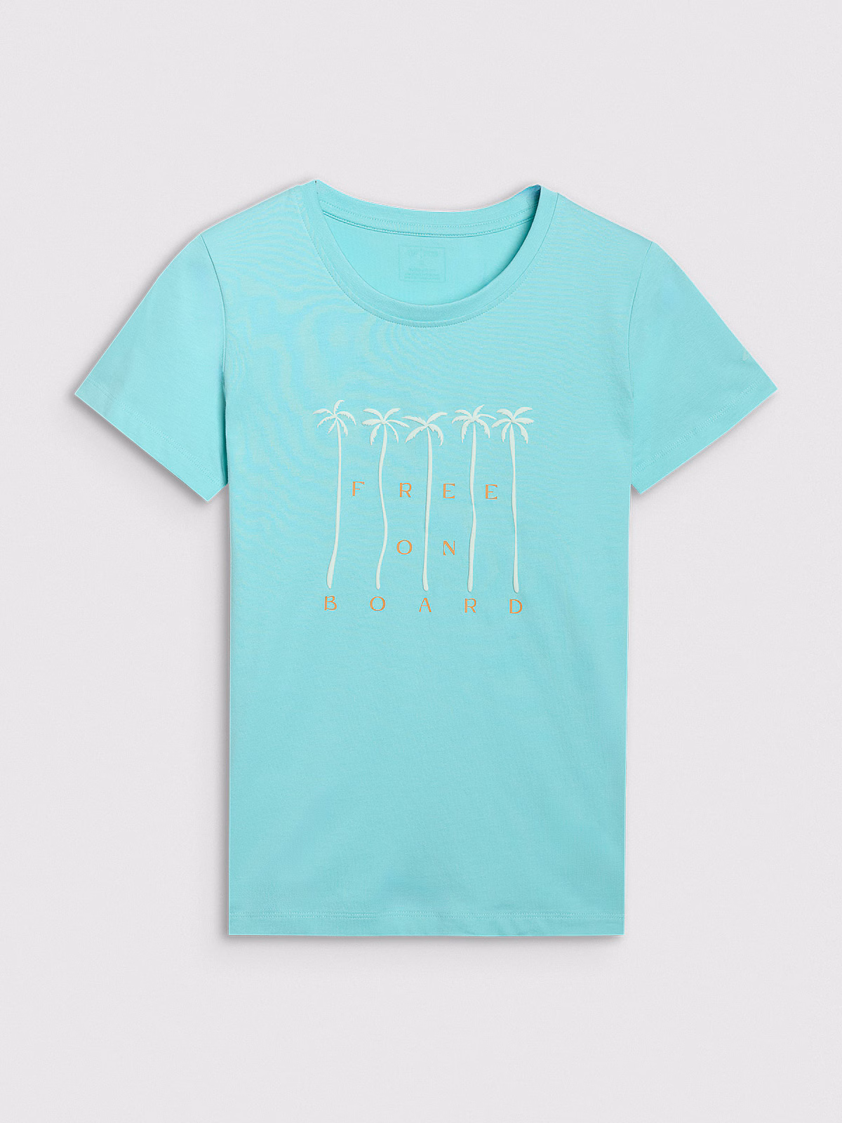 T-shirt regular z nadrukiem damski - beżowy