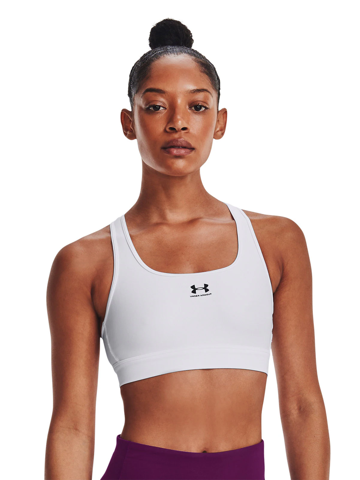 Biustonosz treningowy Under Armour UA HeatGear Mid Padless - biały