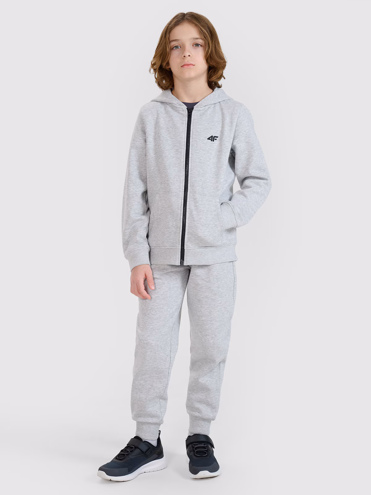 Bluza dresowa rozpinana z kapturem chłopięca - czarna