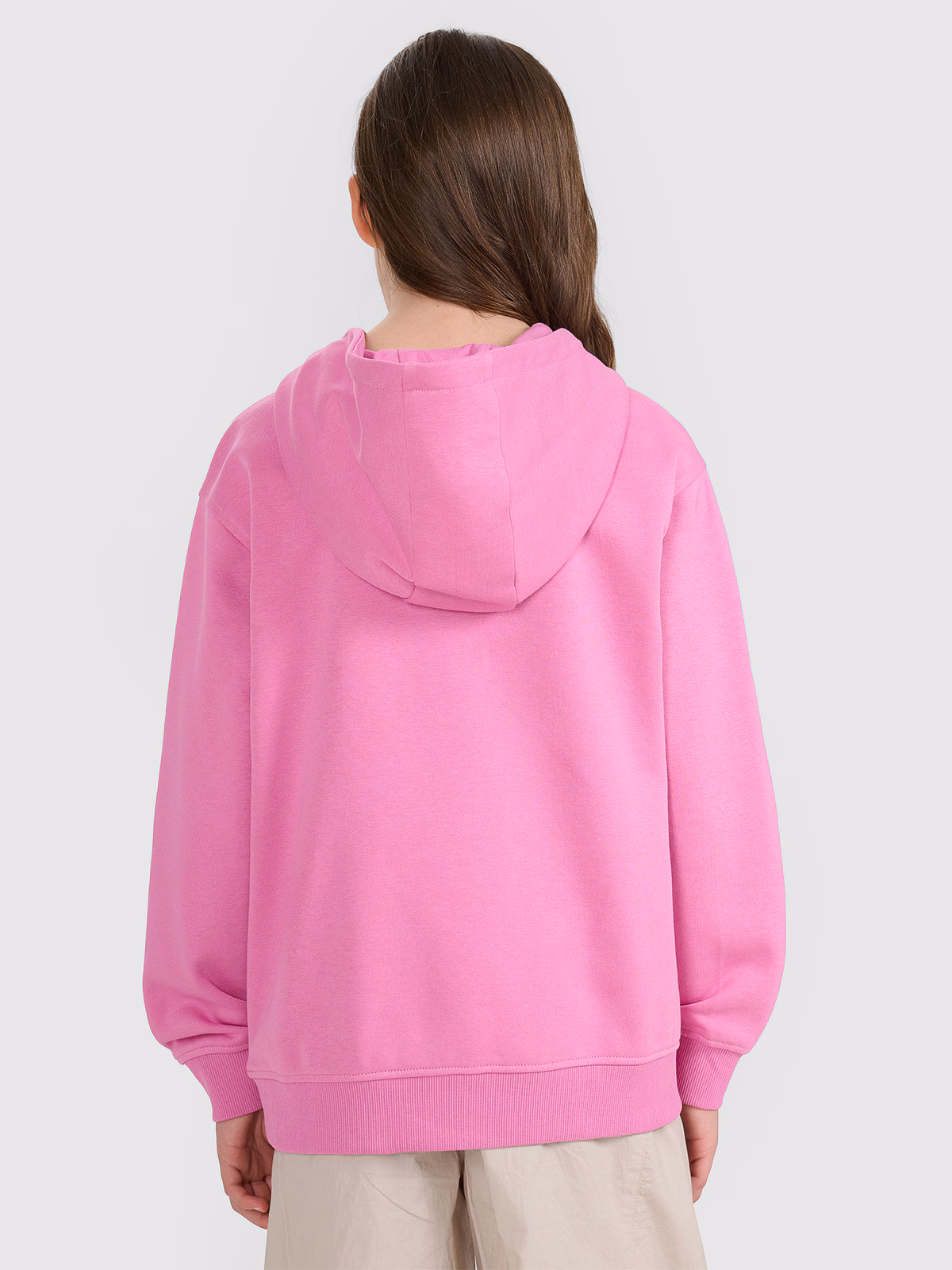 Bluza dresowa nierozpinana z kapturem dziewczęca - fioletowa