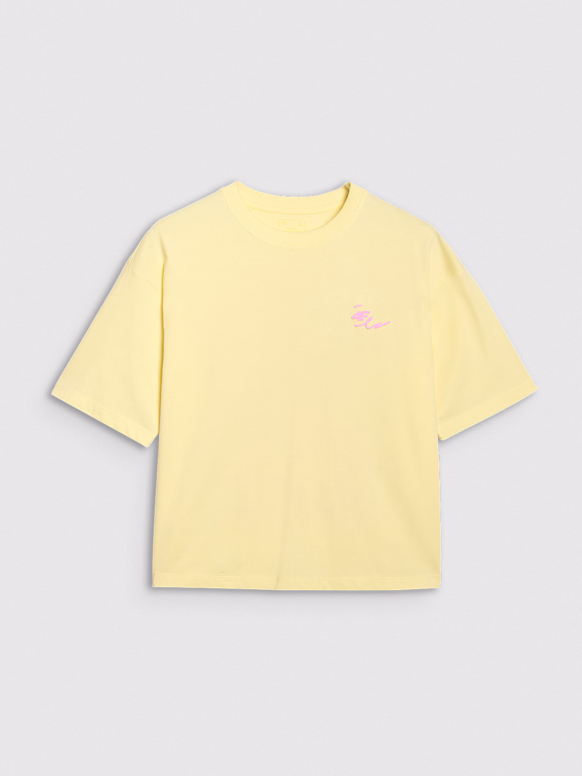 T-shirt oversize z nadrukiem damski - żółty