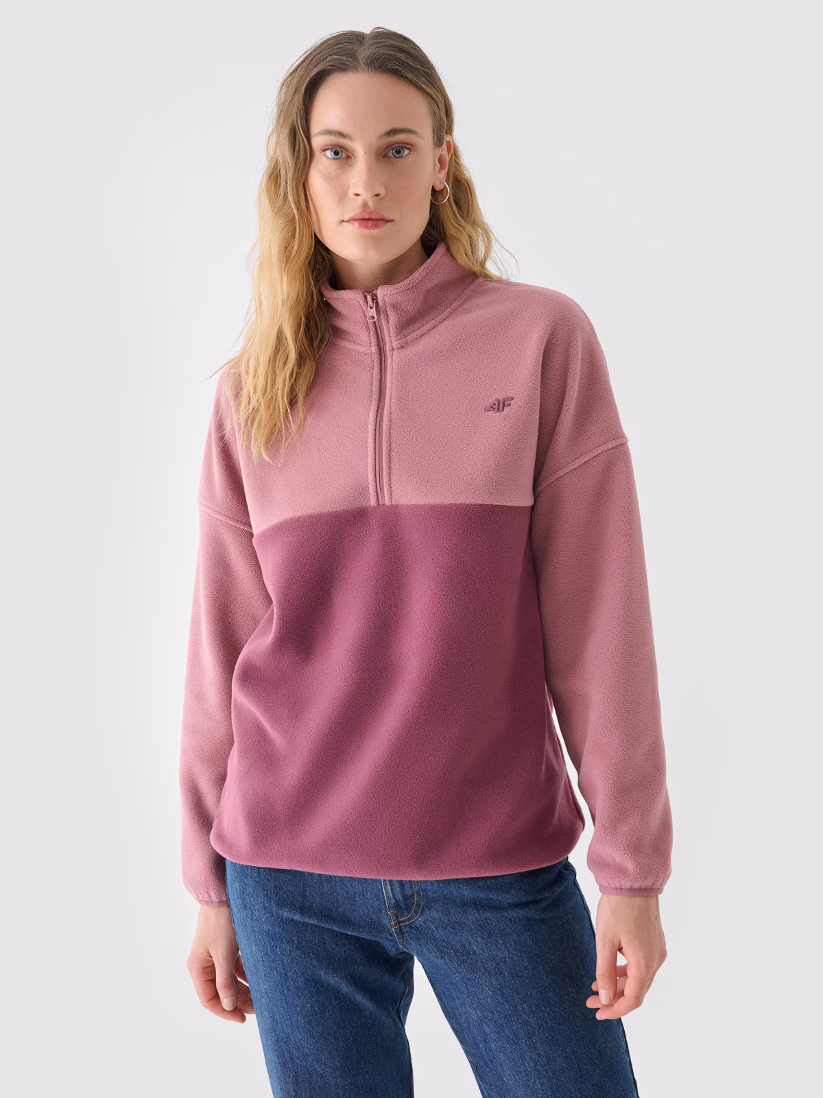 Polar ze stójką oversize damski - różowy