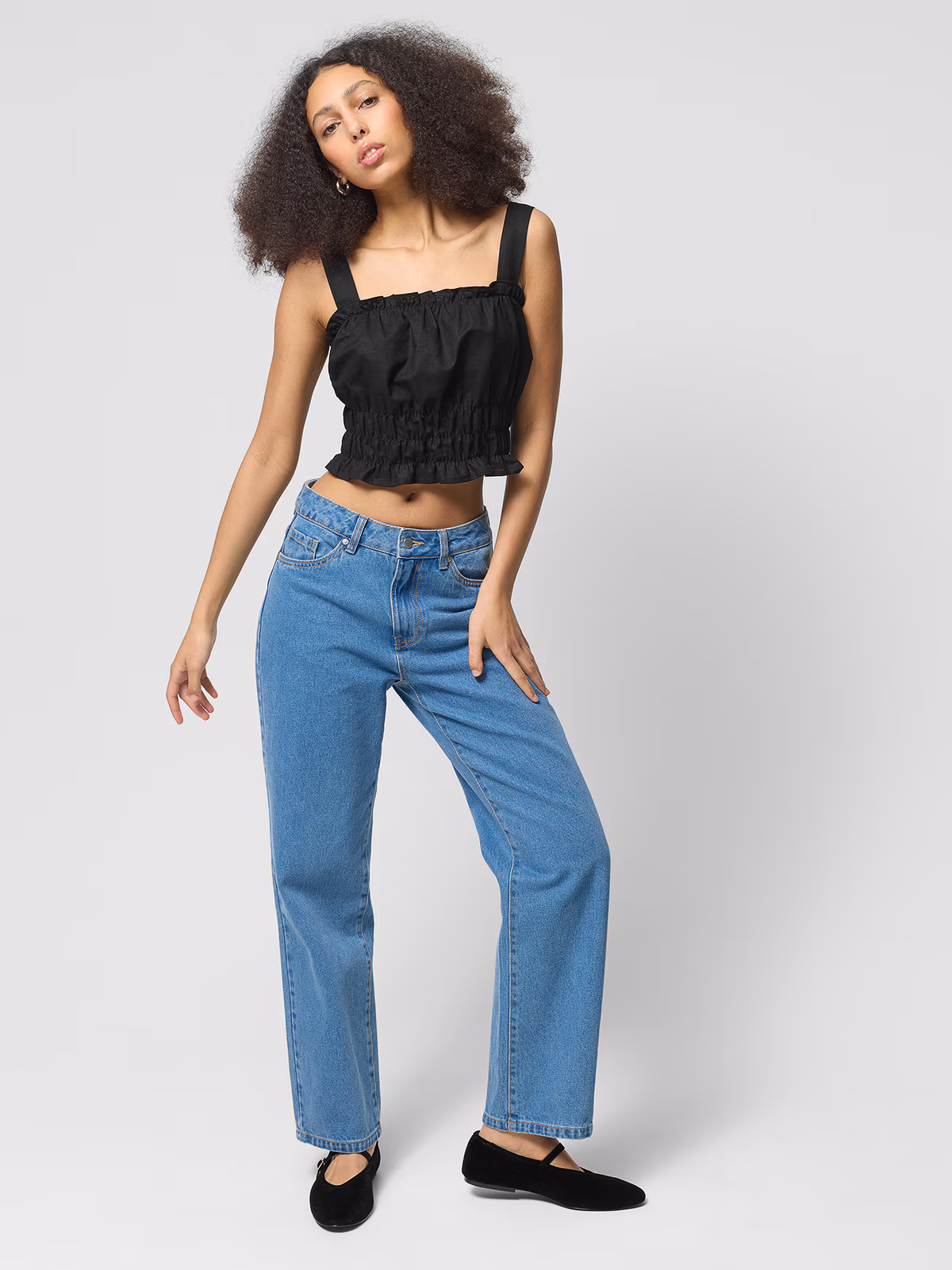 Top z lnem damski Outhorn - czarny