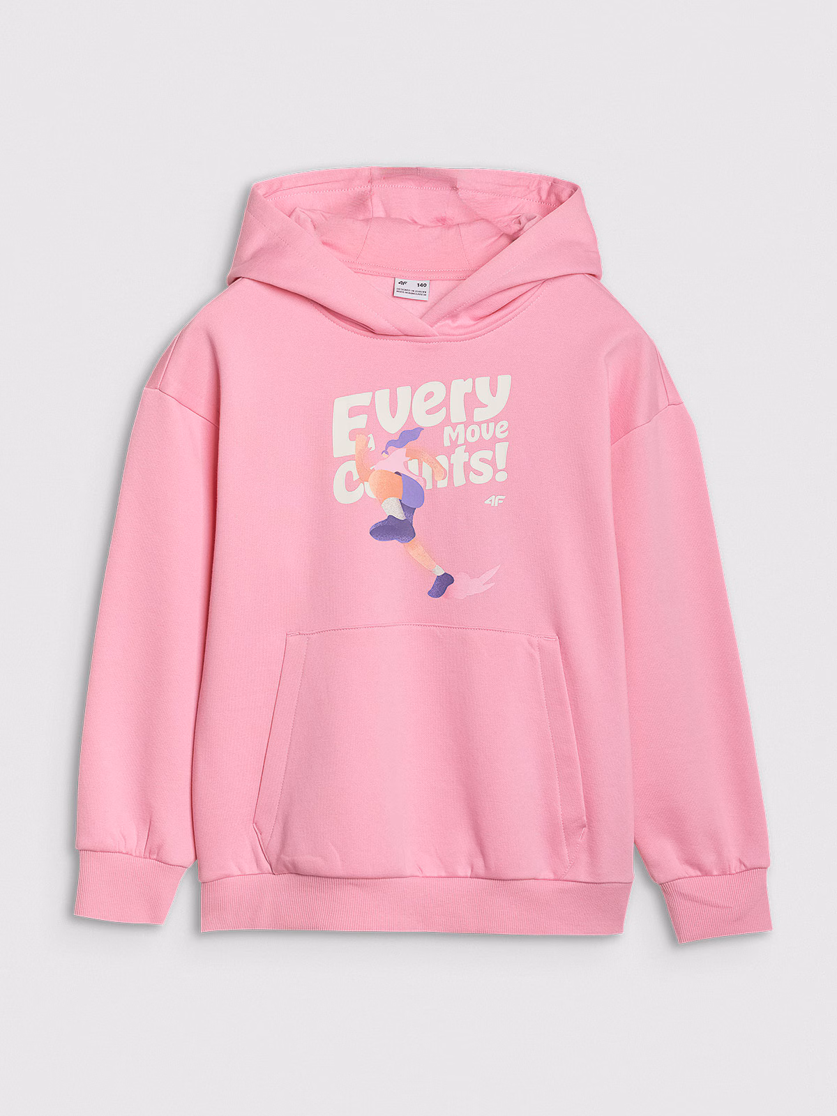Bluza dresowa nierozpinana z kapturem dziewczęca - różowa