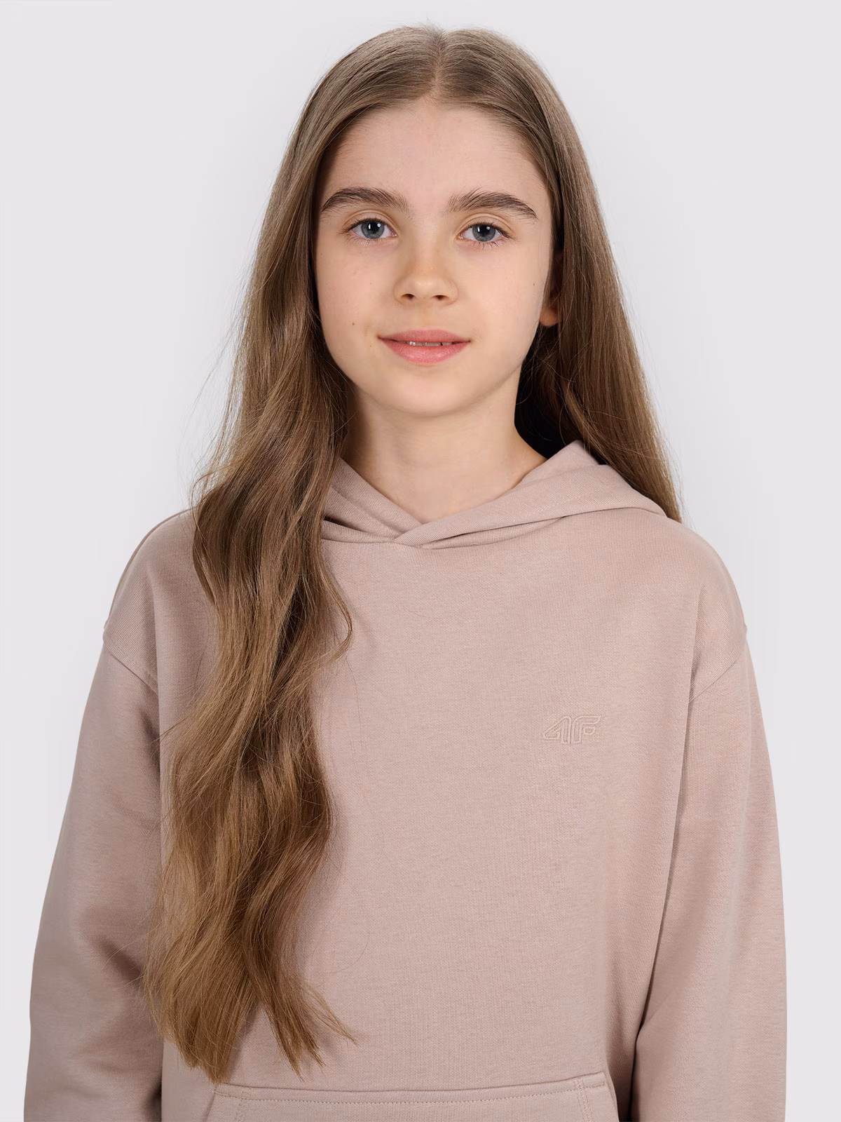 Bluza dresowa nierozpinana z kapturem dziewczęca - fioletowa