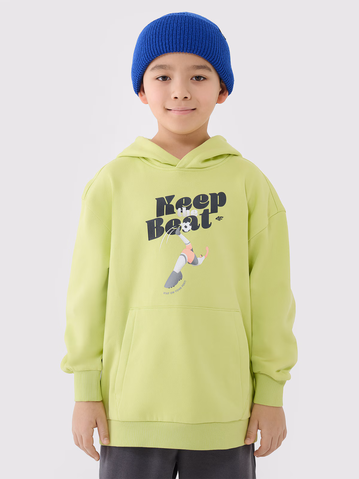 Bluza dresowa nierozpinana z kapturem chłopięca - żółta