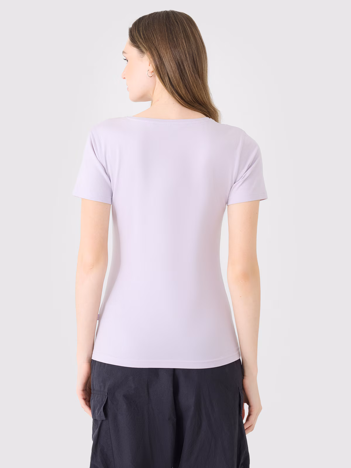 T-shirt slim gładki damski - biały