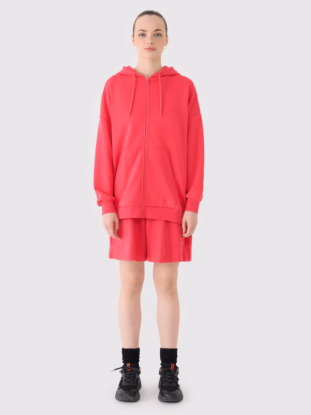 Bluza dresowa rozpinana z kapturem damska - czarna