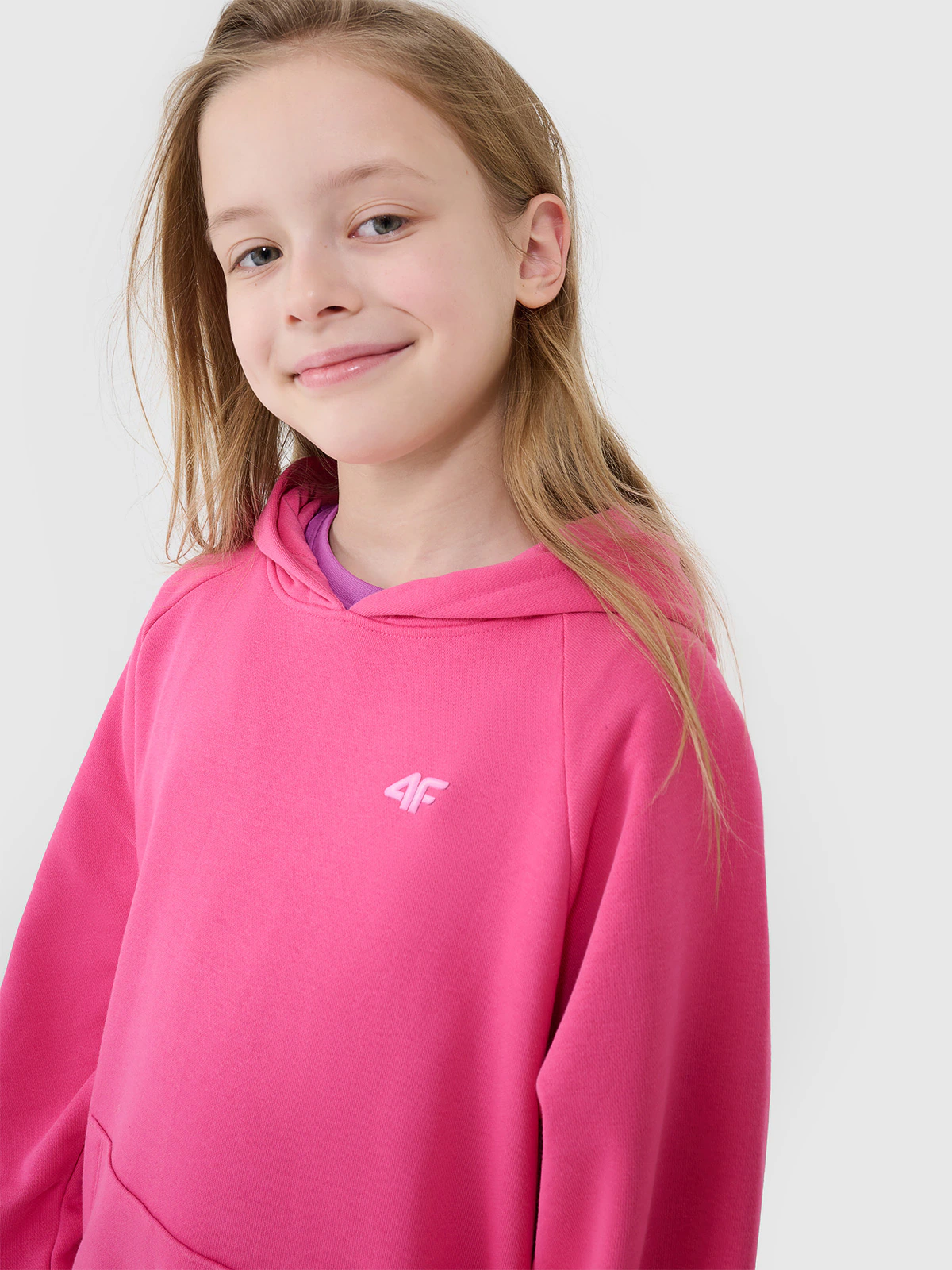 Bluza dresowa nierozpinana z kapturem dziewczęca - miętowa