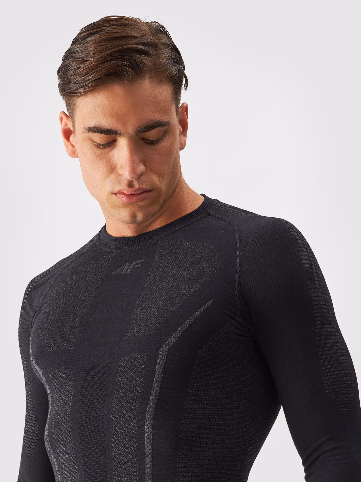 Bielizna termoaktywna bezszwowa z wełną Merino (góra) męska - czarna