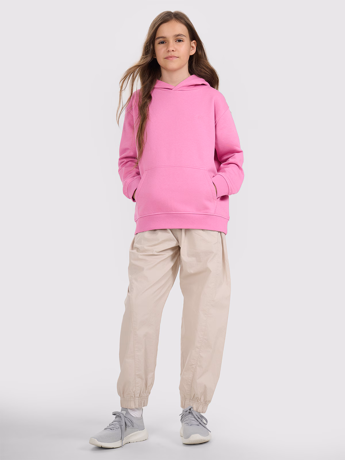 Bluza dresowa nierozpinana z kapturem dziewczęca - fioletowa