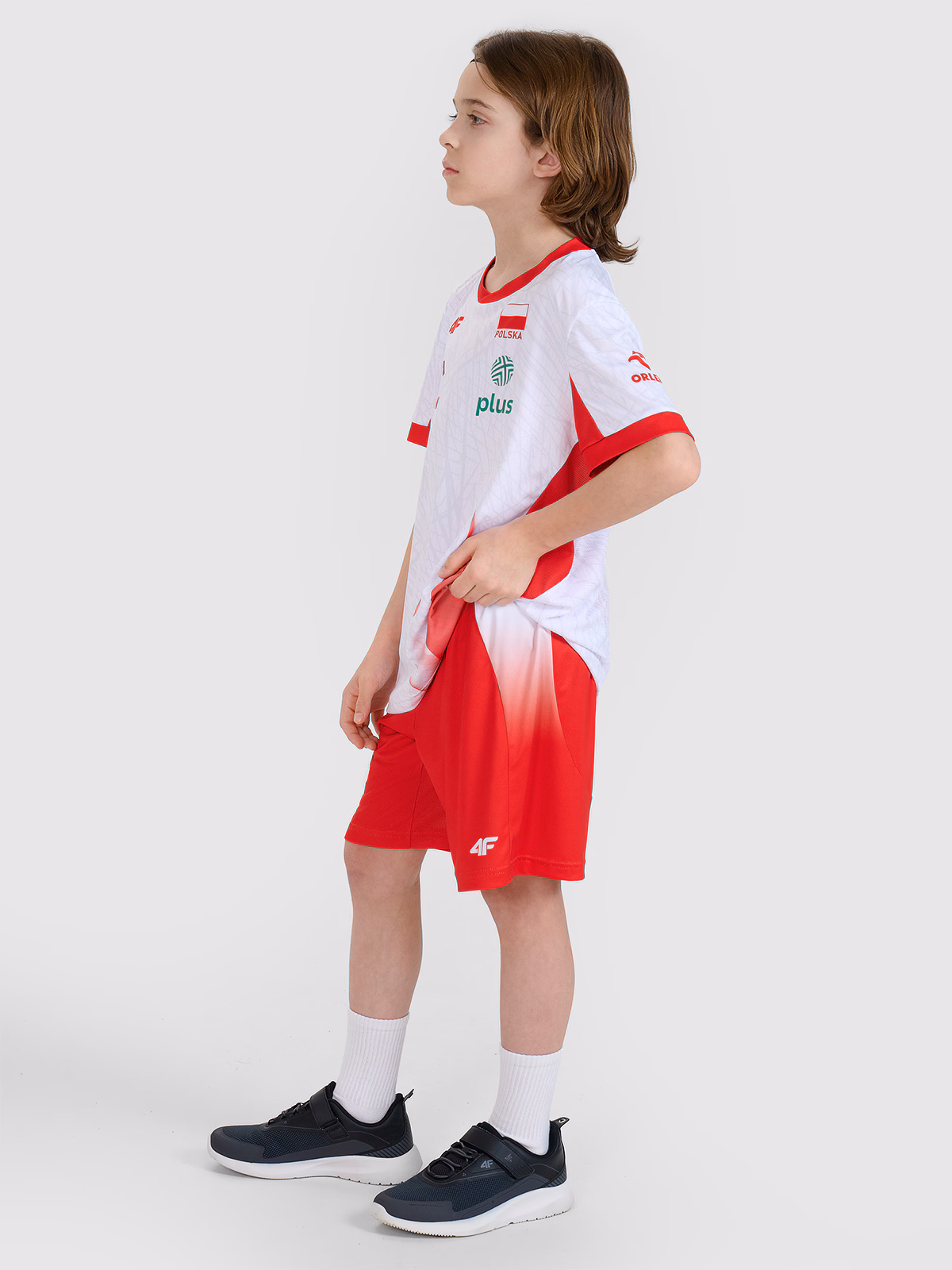 Spodenki meczowe replika dziecięce 4F x Polska Siatkówka - czerwone