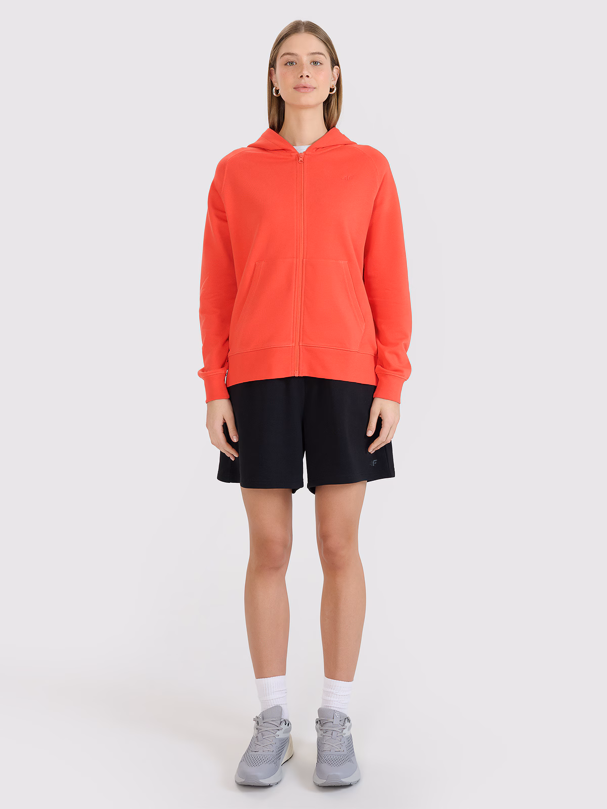 Bluza dresowa rozpinana z kapturem damska - granatowa