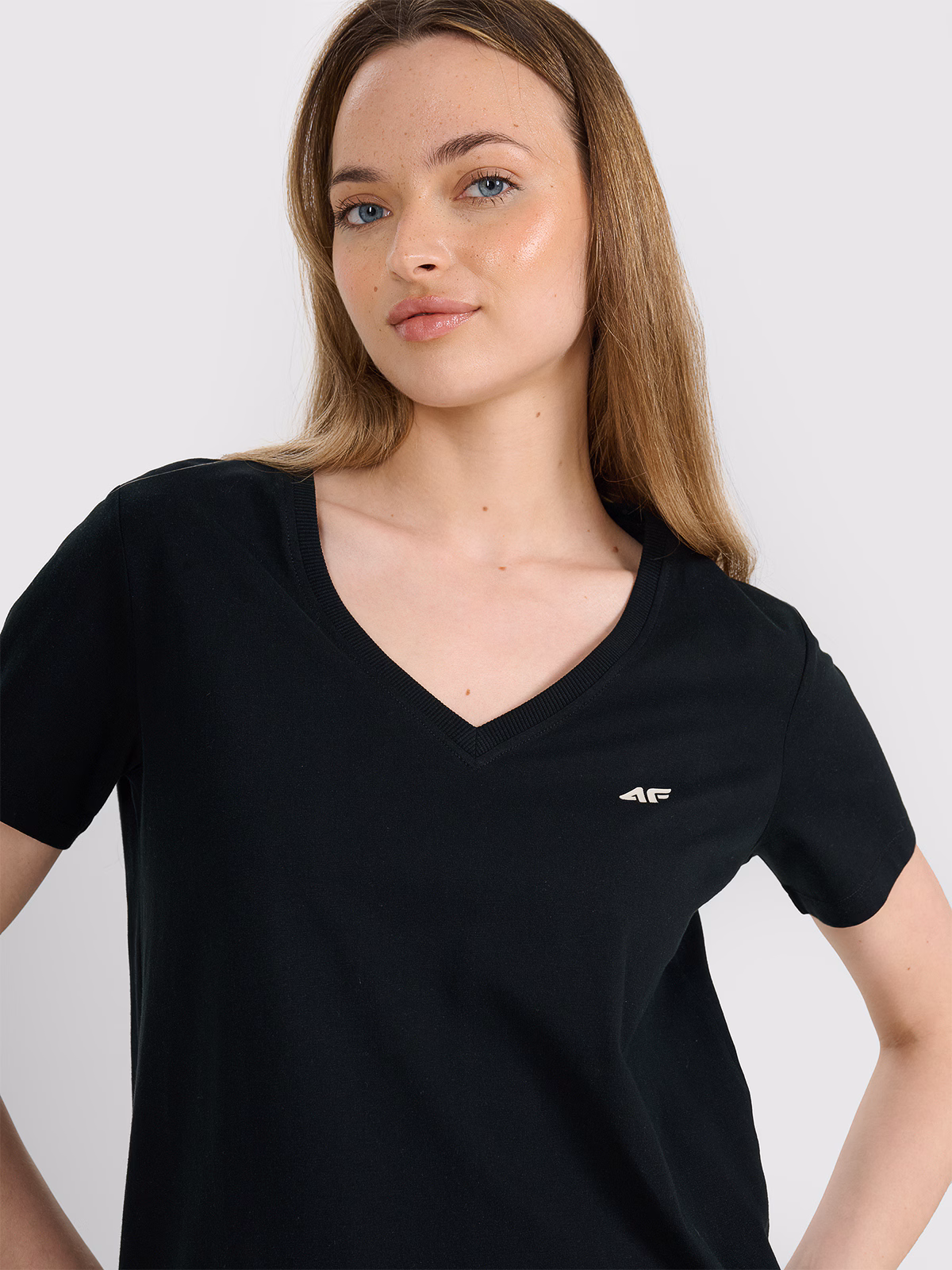 T-shirt oversize gładki damski - czarny