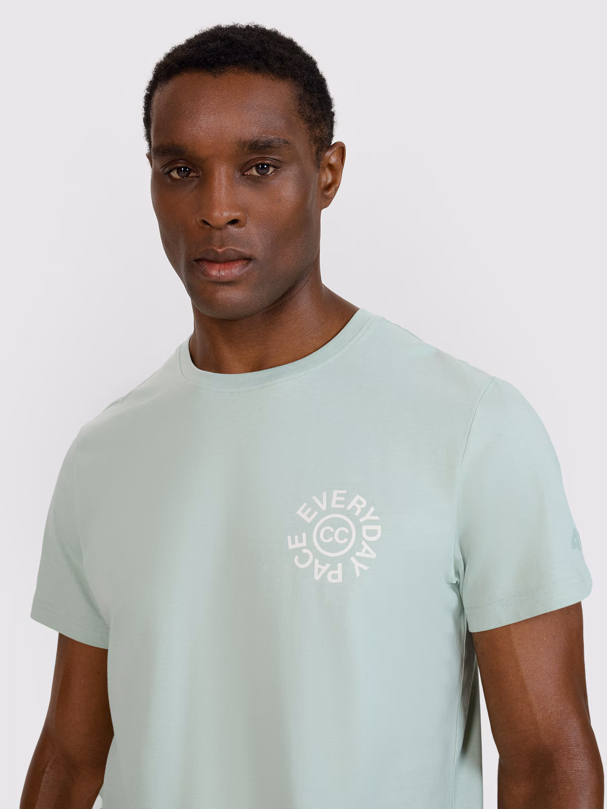 T-shirt regular z nadrukiem męski - turkusowy