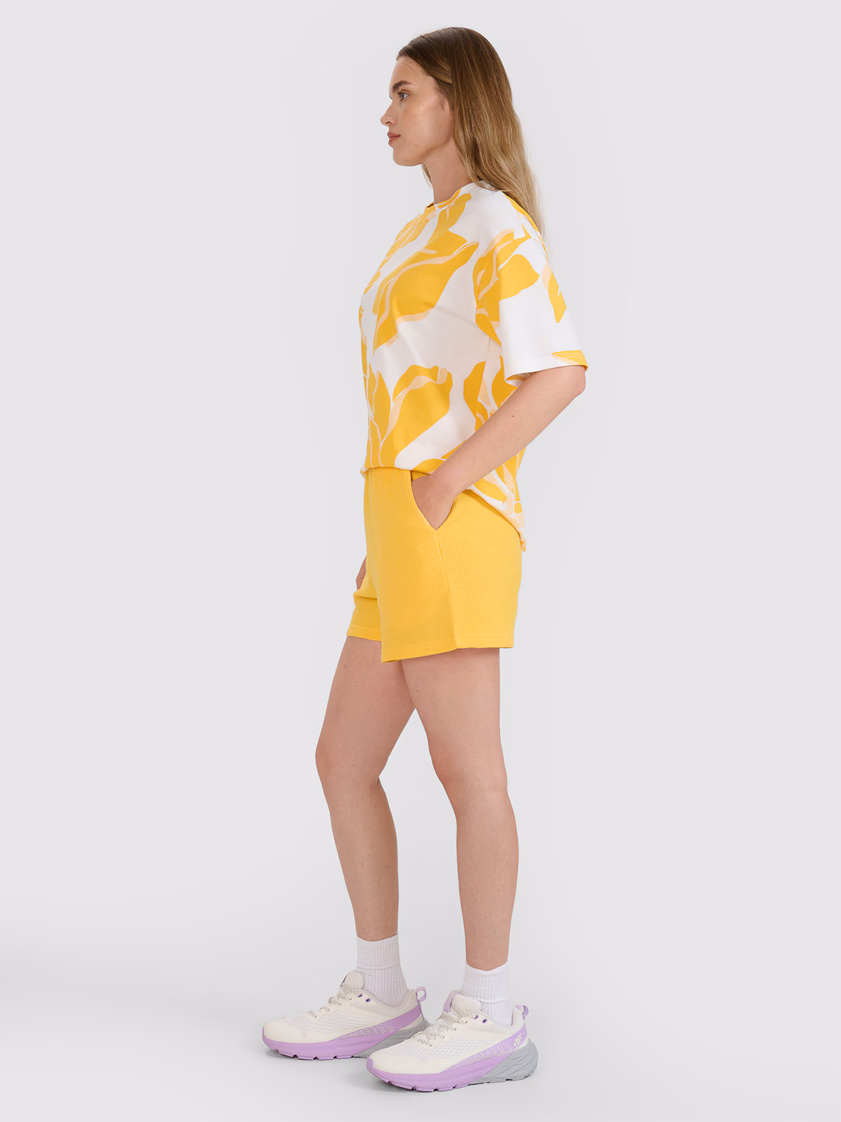 Spodenki dresowe z dzianiny waflowej damskie - granatowe