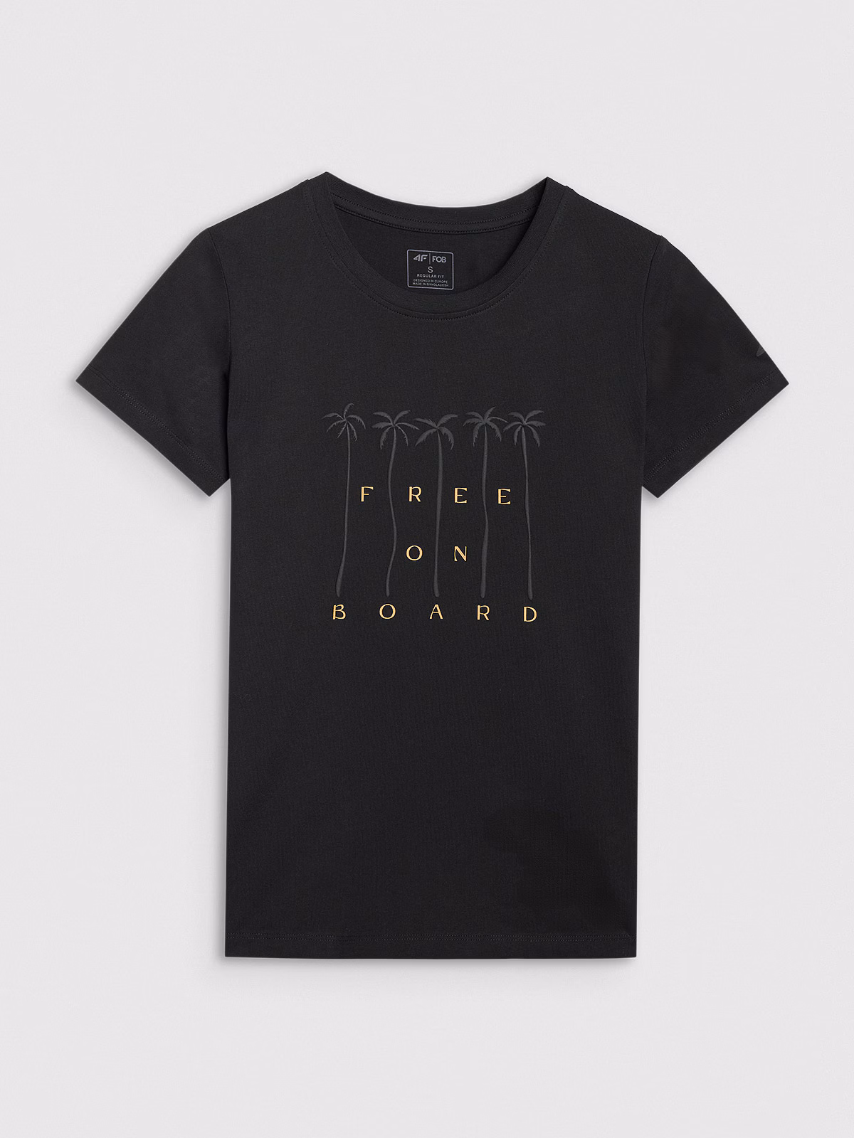 T-shirt regular z nadrukiem damski - beżowy