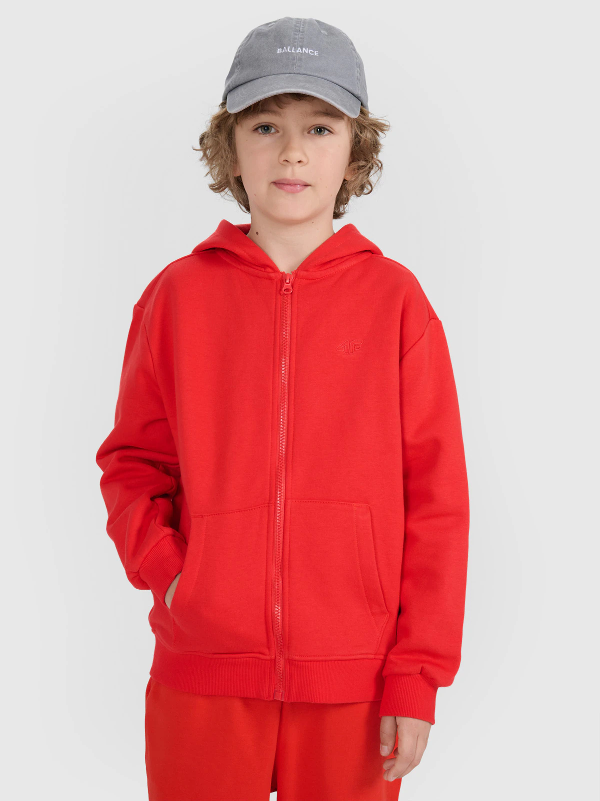 Bluza dresowa rozpinana z kapturem chłopięca - pomarańczowa